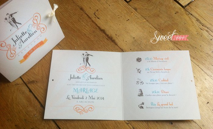 Faire Part Mariage Bleu Orange - freepict-fairepartmariage