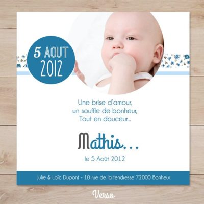 faire part de naissance moderne liberty bleu