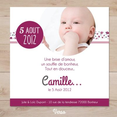 faire part de naissance moderne liberty rose