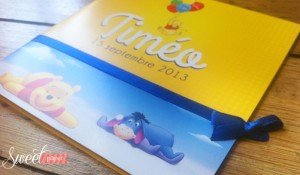 faire part bapteme winnie l'ourson jaune et bleu
