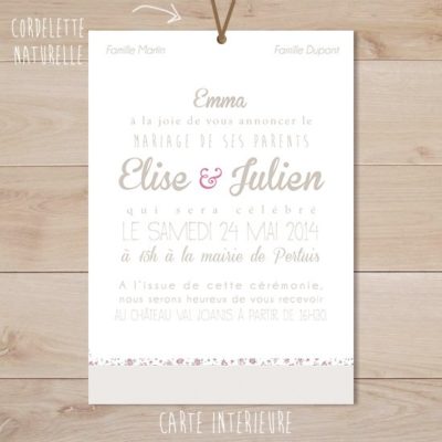 faire part mariage taupe liberty retro rose