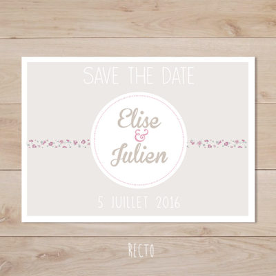 save the date mariage retro taupe liberty vieux rose