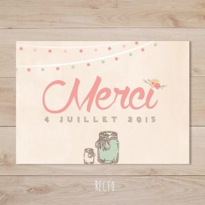 remerciement mariage mason jar vintage corail