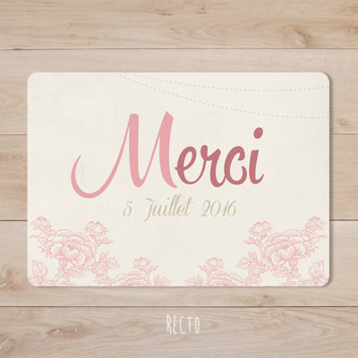 remerciements mariage retro champetre rose