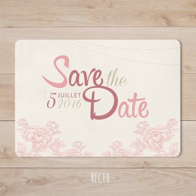 save the date mariage retro champetre rose