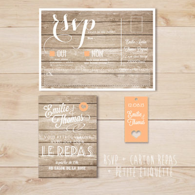 faire part de mariage vintage wood fond bois