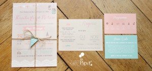 faire part mariage rétro kraft fanion cordelette