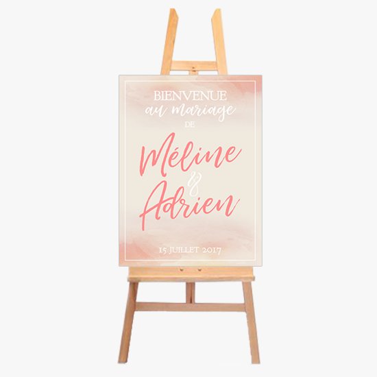 Panneau Bienvenue Mariage Aquarelle Rose Sweet Paper