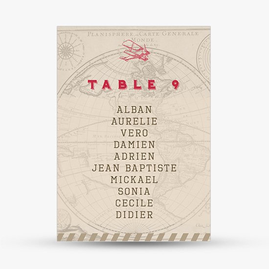 Plan de table Mariage Voyage Retro Vintage