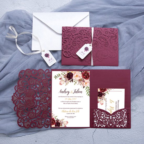 Faire-Part Mariage Traditionnel Pochette enveloppe