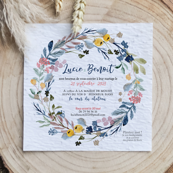 Faire part de mariage papier ensemencé graines à planter | Sweet Paper