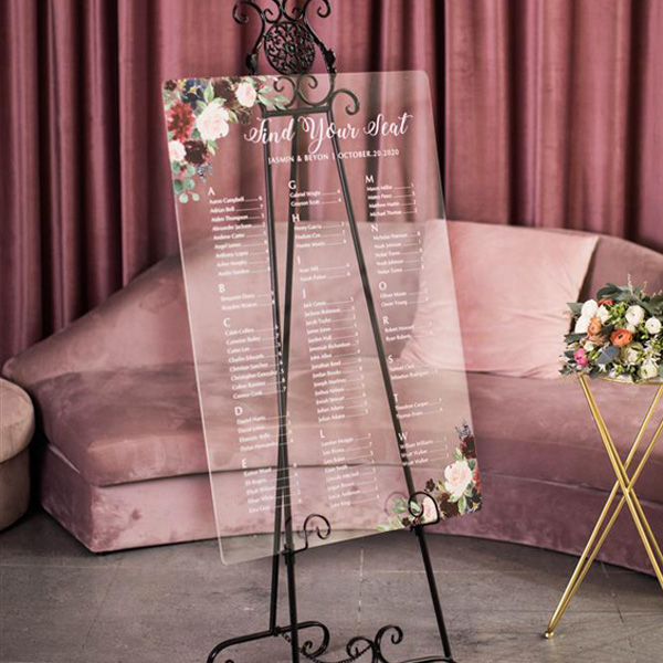 Grand plan table Mariage plexi transparent