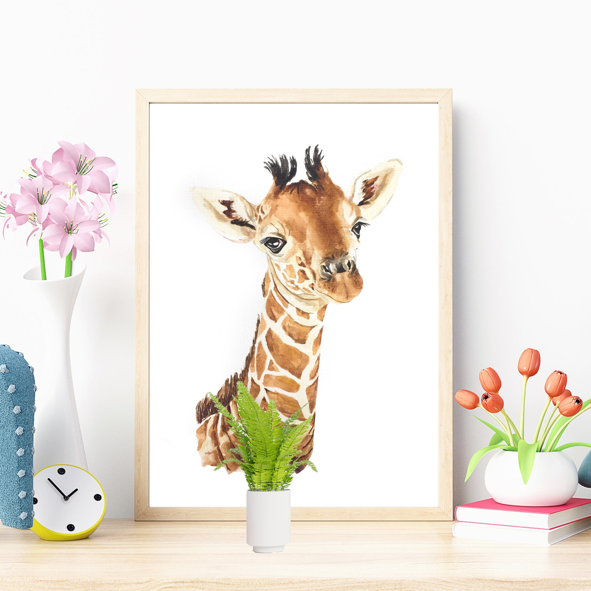 Bébé Girafe à l'aquarelle - À partir de 14€