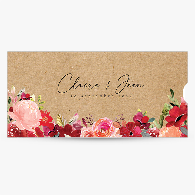 Faire-part mariage original fleurs de lys noir sur fond papier kraft - Joli faire  part