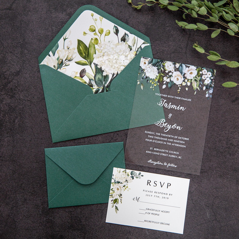 faire part mariage kraft enveloppe fleurs personnalisé - Impression direct