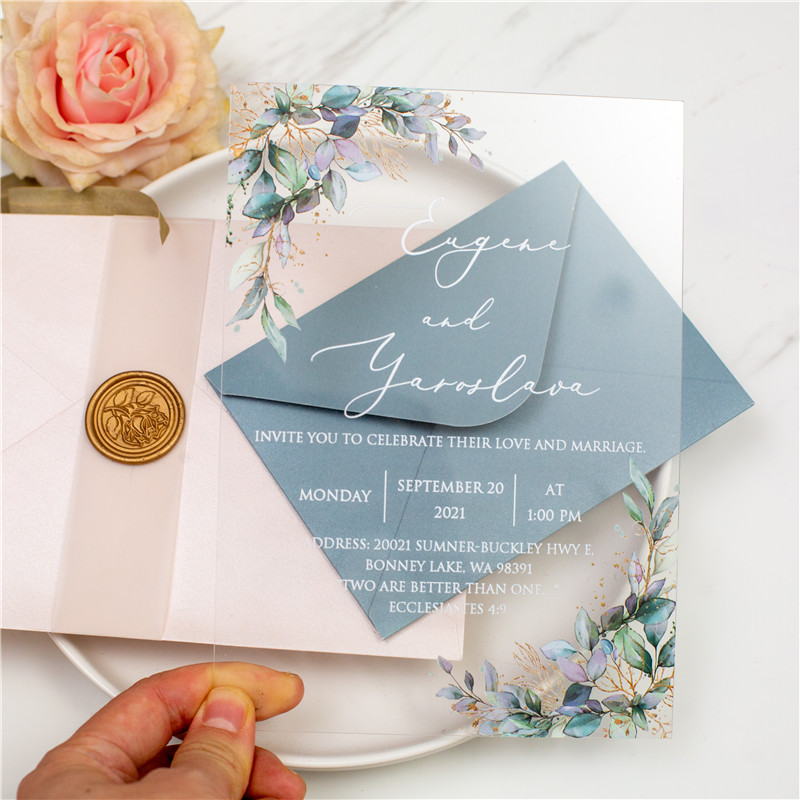 Faire Part Mariage Avec Sceau Enveloppe Verte - Faire-P