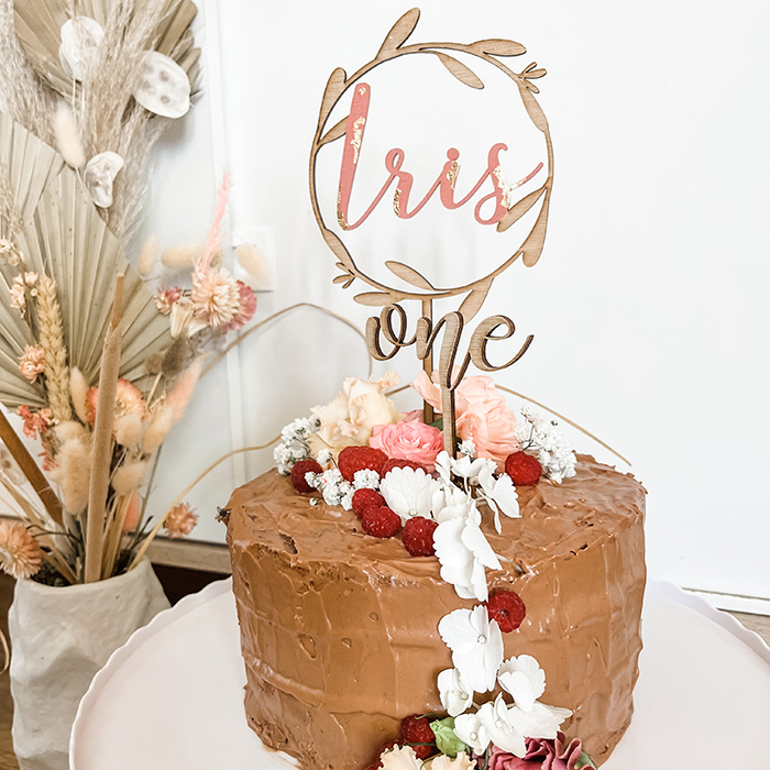 Décoration de gâteau en bois pour premier anniversaire, numéro de